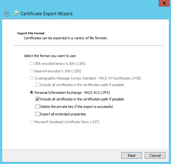 Option with including the certificate chain