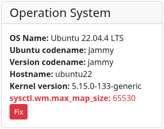 Sysctl vm.max_map_size property should be changed